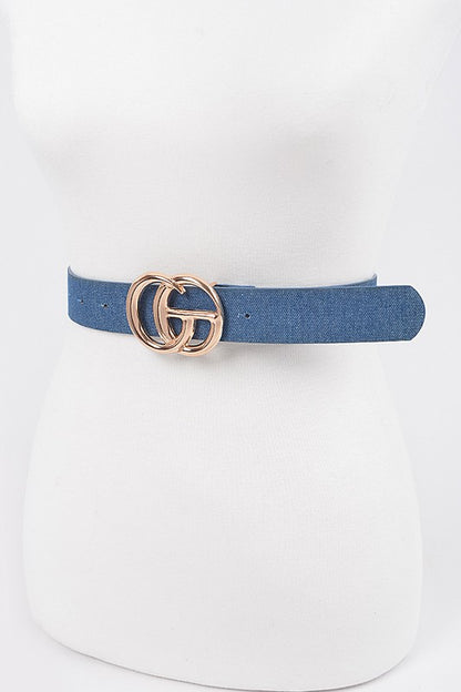 Plus Size Denim Logo Buckle Belt