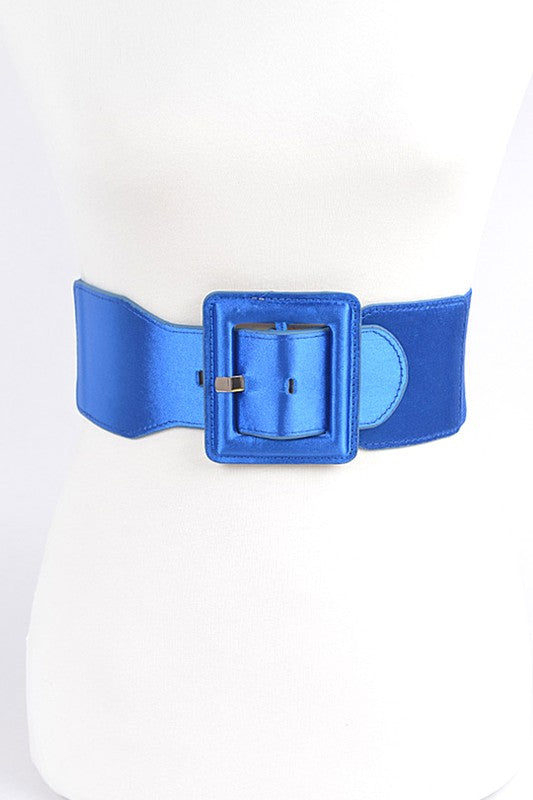 Satin Metallic Elastic Fashion Wide Belt