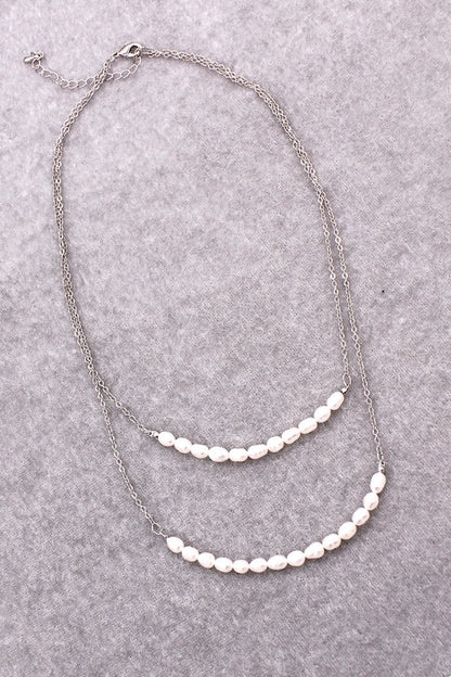 Pearl Double Layer Chain Link Necklace