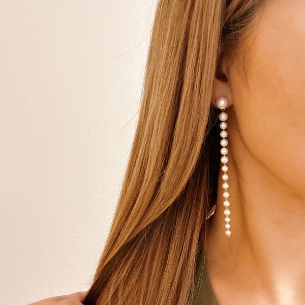 Gradiant Long Pearl Drop Earrings