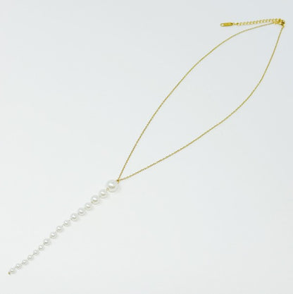 Gradiant Long Pearl Drop Necklace