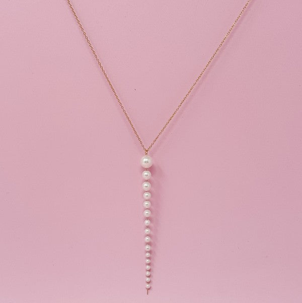 Gradiant Long Pearl Drop Necklace