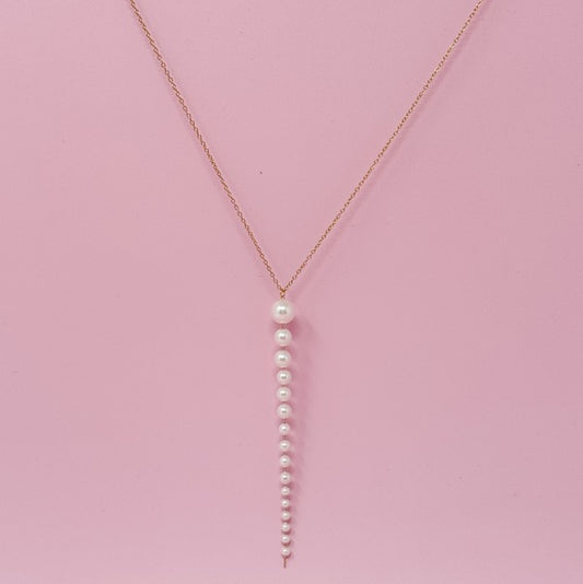 Gradiant Long Pearl Drop Necklace