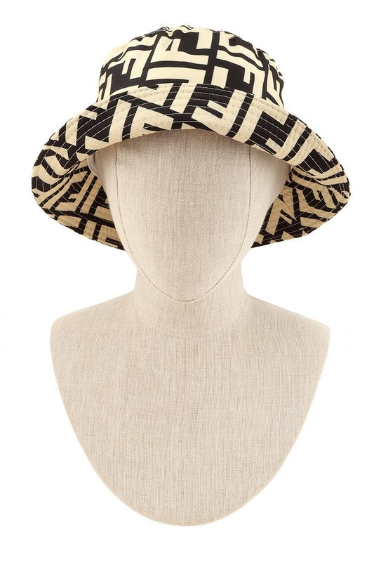 Greek Pattern Print Bucket Hat