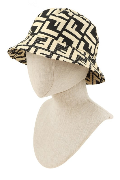 Greek Pattern Print Bucket Hat