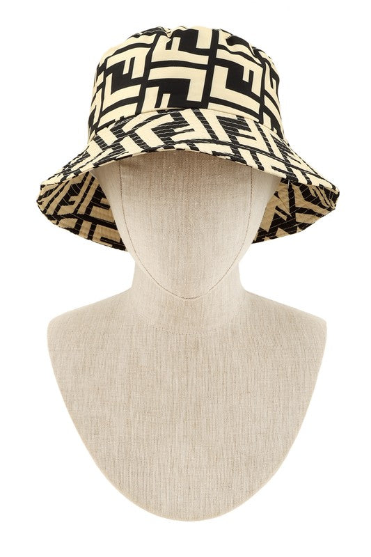 Greek Pattern Print Bucket Hat