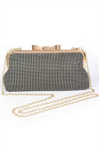 Mesh Rhinestone Soft Evening Clutch Bag