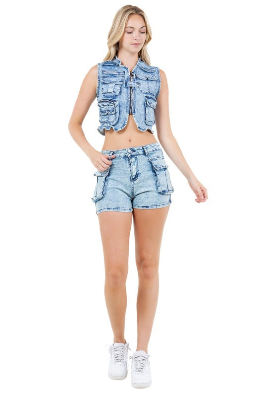 The Star Fashion Denim Two Piece Short Set