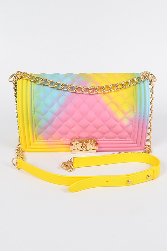 Mix Tone Textured Jelly Shoulder Bag