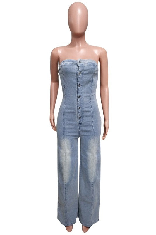 Going Nothing Up Fashion Denim Jumpsuit