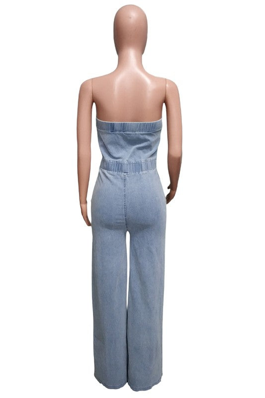 Going Nothing Up Fashion Denim Jumpsuit