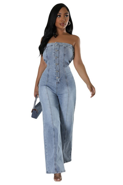 Going Nothing Up Fashion Denim Jumpsuit