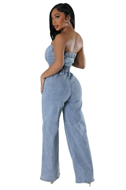 Going Nothing Up Fashion Denim Jumpsuit