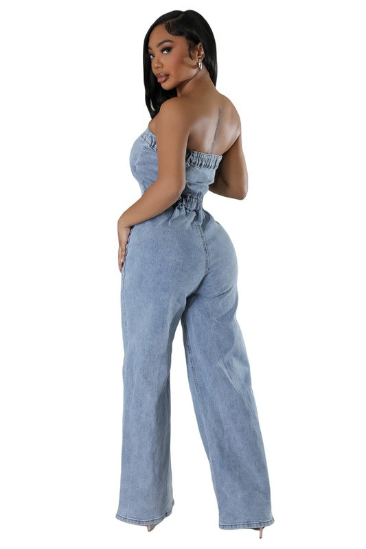 Going Nothing Up Fashion Denim Jumpsuit