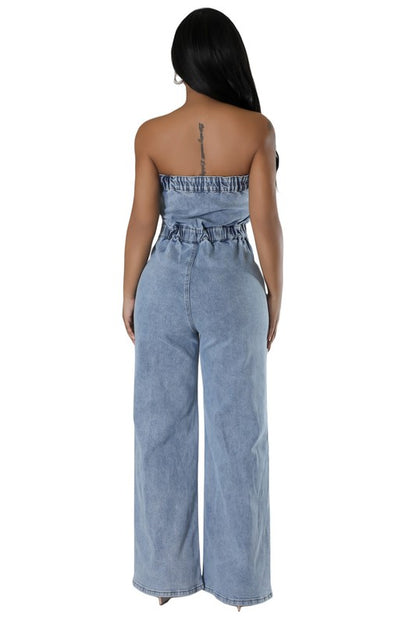 Going Nothing Up Fashion Denim Jumpsuit