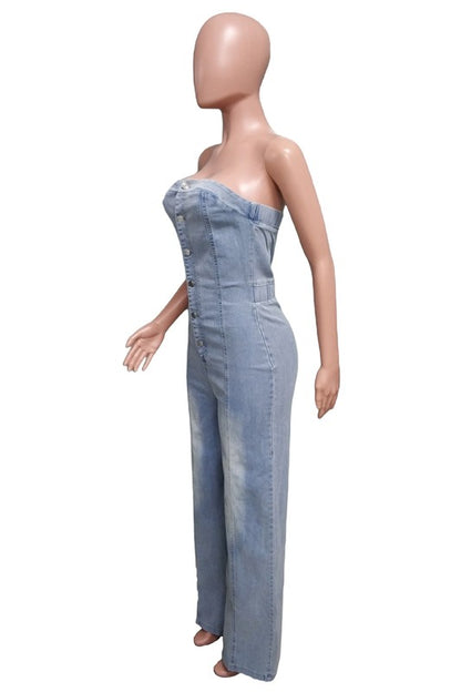 Going Nothing Up Fashion Denim Jumpsuit