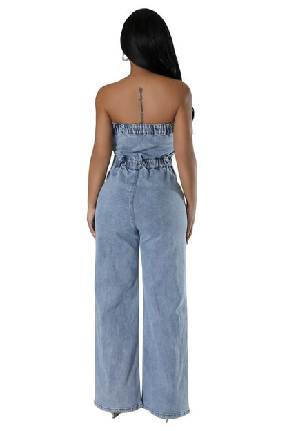 Going Nothing Up Fashion Denim Jumpsuit