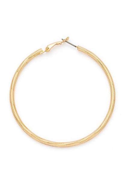 65MM Textured Shiny Hoop Earrings