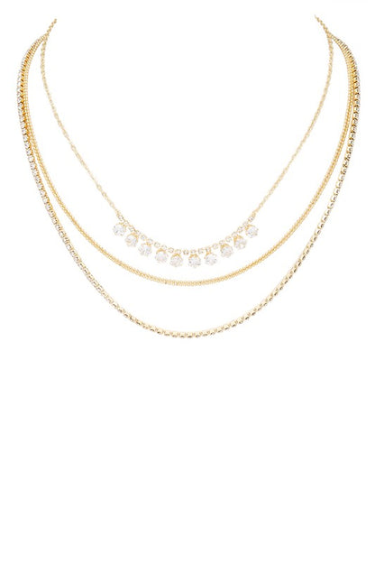 Mix Rhinestone Chain Layered Necklace