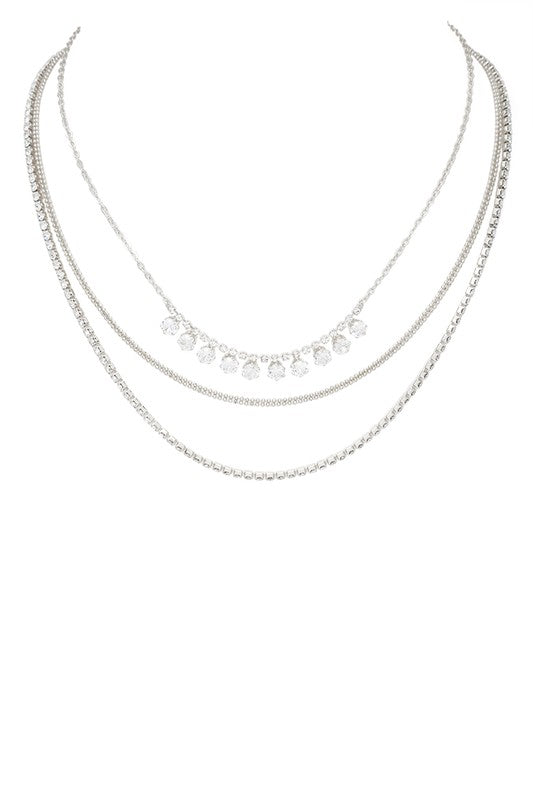 Mix Rhinestone Chain Layered Necklace