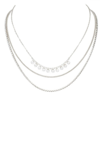 Mix Rhinestone Chain Layered Necklace