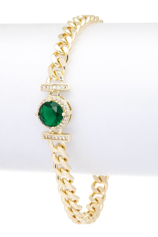 Emerald CZ Charm Bracelet