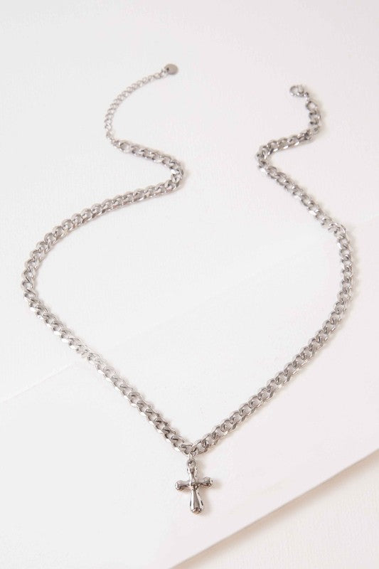 Bubble Cross Chain Necklace