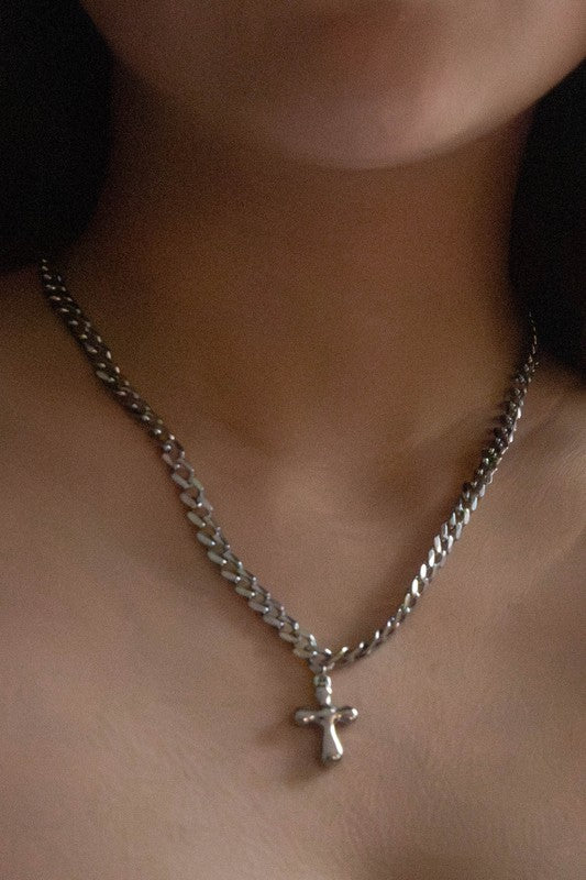 Bubble Cross Chain Necklace