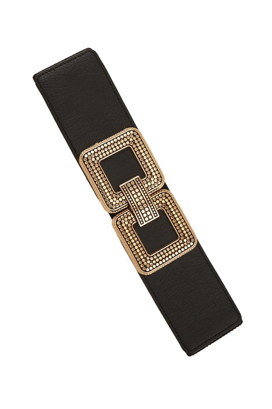 Double Square Metal Buckle Elastic Belt