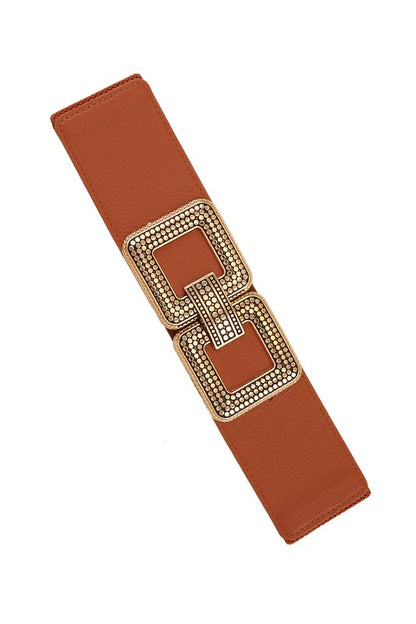 Double Square Metal Buckle Elastic Belt