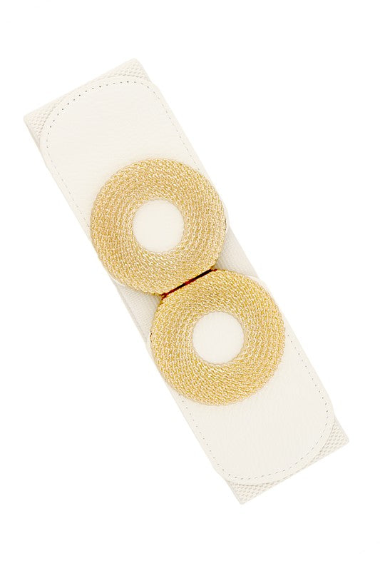 Double Metal Round Buckle Elastic Belt