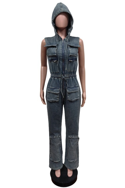 WOMEN FASHION DENIM CARGO STYLE JUMPSUIT