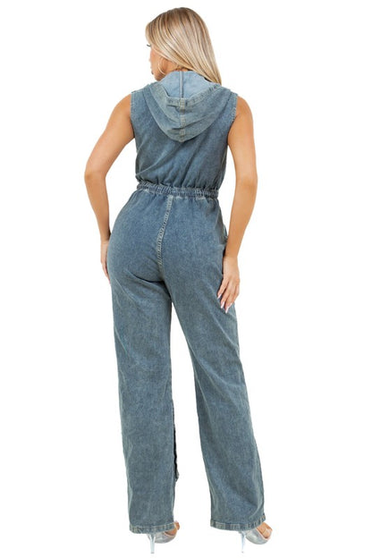 Who's Looking Fashion Denim Cargo Style Jumpsuit