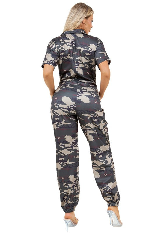 Sleek Wear Camouflage Fashion Jumpsuit