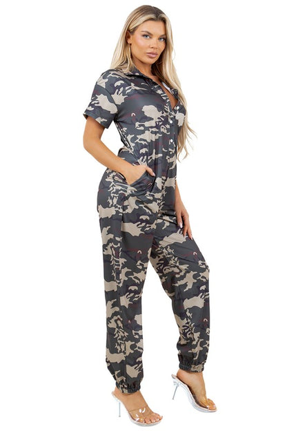 Sleek Wear Camouflage Fashion Jumpsuit