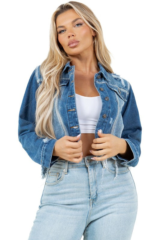 Fashion Crop Denim Trucker Jacket