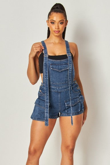 Kara Fashion Denim Short Overalls Romper