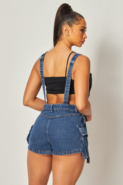 Kara Fashion Denim Short Overalls Romper