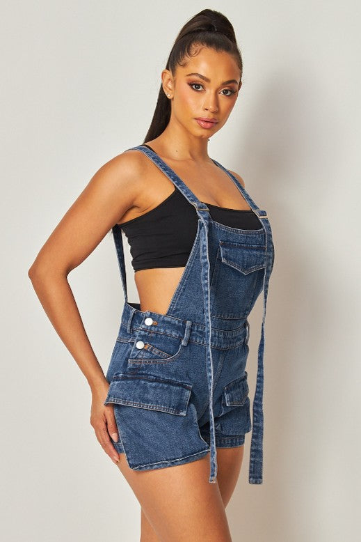 Kara Fashion Denim Short Overalls Romper