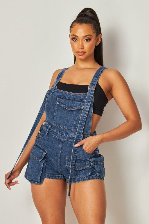 Kara Fashion Denim Short Overalls Romper