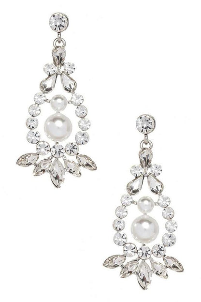 Crystal Pearl Accent Statement Earrings