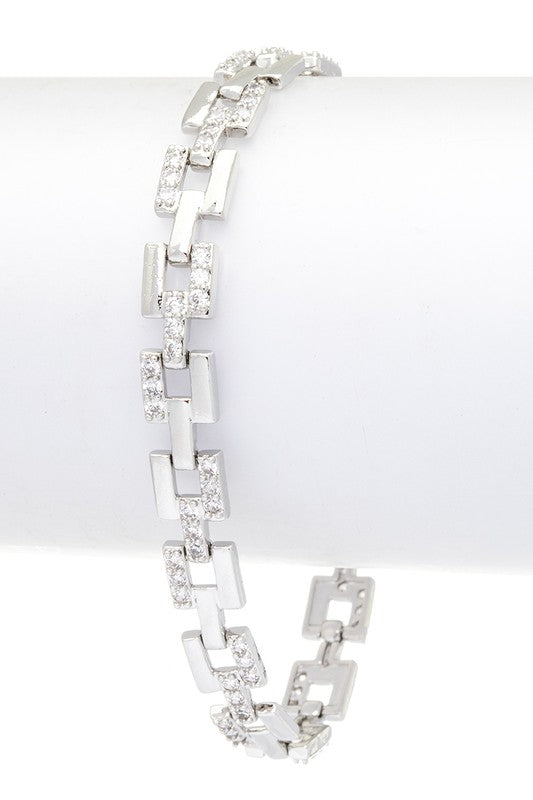 CZ Pave Chain Link Bracelet