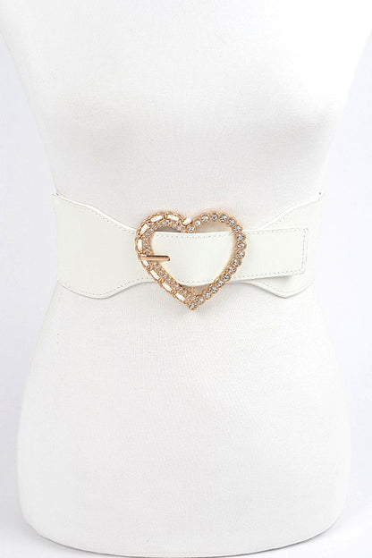 Crystal Heart Buckle Elastic Belt