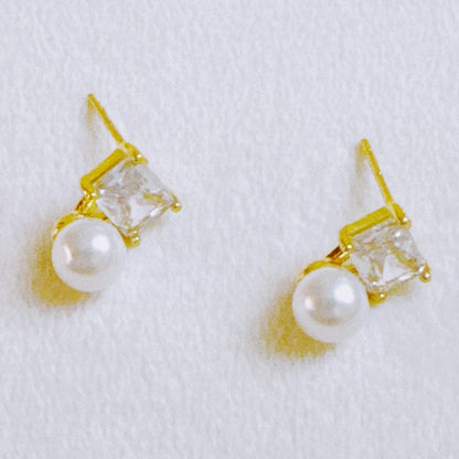 Lovely Pearl Duo Stud Earrings Set Of 2