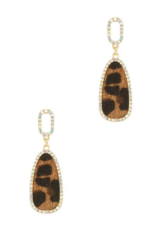 Teardrop Animal Print Dangle Earring