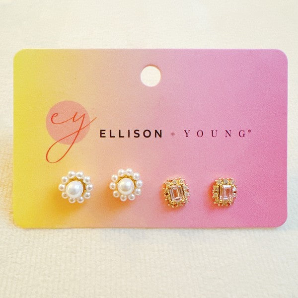 Mini Beauty Flower Stud Earrings Set Of 2