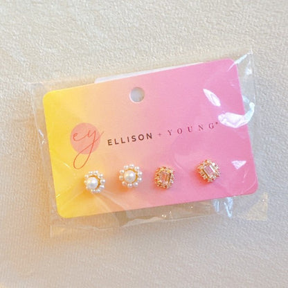 Mini Beauty Flower Stud Earrings Set Of 2