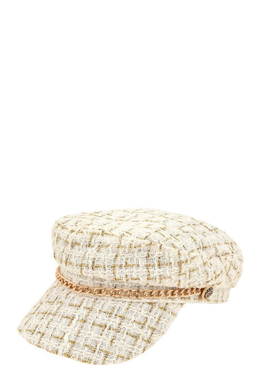 Tweed beret Chain Hat