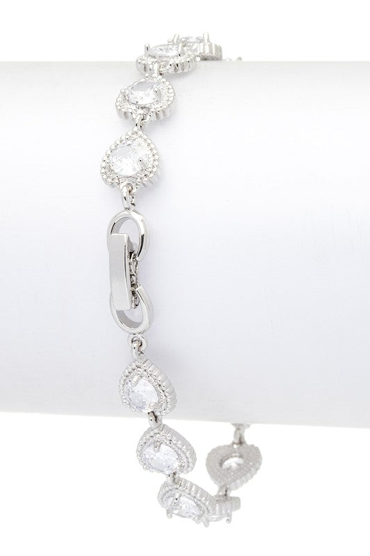 CZ Heart Station Tennis Bracelet