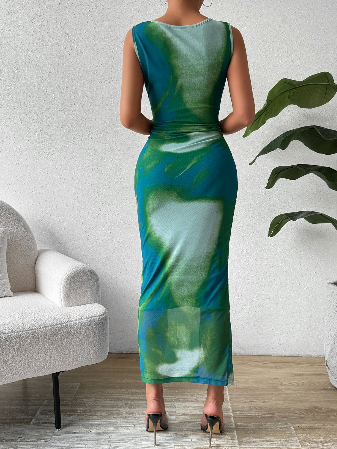 Slit One Shoulder Sleeveless Maxi Dress